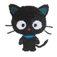 Longsheng Mignon De Bande Dessinée Double-face Noir Chat Pièce Tournant Sequin Brodé Tissu Autocollants Paillettes Patch Vêtements Bricolage Accessoires main image 5