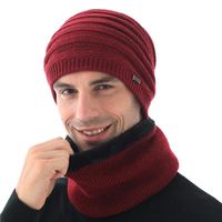 Produit De Laine Tricoté Chapeau Hommes Hiver Manches Cap Polaire-doublé Chaud Beanie Croix-la Frontière Écharpe main image 15