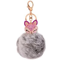 2016 Ventes Directes D'usine Lapin Boule De Poils Renard Tête Diamant Automobile Ornement Accrochant Keychain Coréenne Style Cadeau main image 8