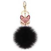 2016 Ventes Directes D'usine Lapin Boule De Poils Renard Tête Diamant Automobile Ornement Accrochant Keychain Coréenne Style Cadeau main image 9