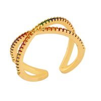 Rainbow Rings ترتفع المجوهرات تفتح خواتم متقاطعة هندسية ، وخواتم الماس الموضة بالجملة Rih90 sku image 1