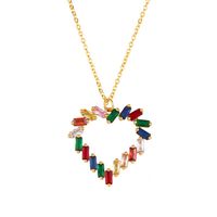 New Color Zircon Heart-shaped Copper Necklace Nhas148117 sku image 1