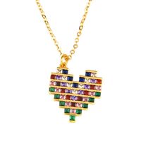 New Color Zircon Heart-shaped Copper Necklace Nhas148117 sku image 2