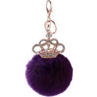 Creative Gift Crown Key Ring Rex Rabbit Hair Ball Pendant Nhmm148348 sku image 1