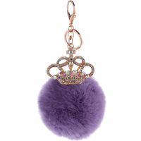 Creative Gift Crown Key Ring Rex Rabbit Hair Ball Pendant Nhmm148348 sku image 2