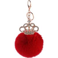 Creative Gift Crown Key Ring Rex Rabbit Hair Ball Pendant Nhmm148348 sku image 4