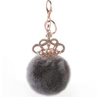 Creative Gift Crown Key Ring Rex Rabbit Hair Ball Pendant Nhmm148348 sku image 6