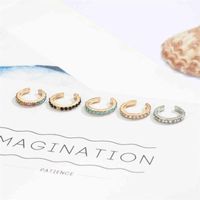 Wholesale Jewelry Lady U Shape Copper Artificial Gemstones Plating Earrings main image 3