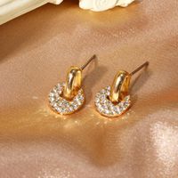Fashion Full Rhinestone Geometric Hoop Earrings Nhdp148501 sku image 1