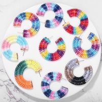 Fashion Ethnic Style Colorful Fan-shaped C-shaped Hand-woven Earrings Nhjq139840 main image 3