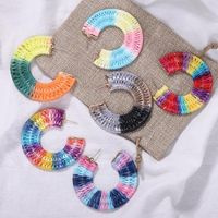 Fashion Ethnic Style Colorful Fan-shaped C-shaped Hand-woven Earrings Nhjq139840 main image 5