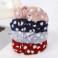 2019 Coréenne Style Nouvelle Frais Polka Dot Large Bord Femmes Décoratif De Cheveux Bandes Tout-match Mode Croix Noeud Bandeau main image 6