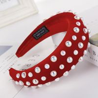 New Solid Color Alloy Velvet Bead Sponge Wide Headband Nhhv139937 main image 7