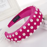 New Solid Color Alloy Velvet Bead Sponge Wide Headband Nhhv139937 main image 13