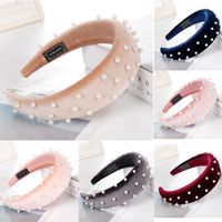 Fashion Multi-color Velvet Bead Sponge Wide Headband Nhhv139950 main image 2