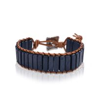 Vente Chaude Chakra Couleur Empereur Pierre Main-tissé Unique Couche Bracelet En Cuir Ethnique Style Carré Bracelet sku image 7