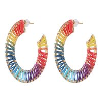 Hollow Alloy Dyed Colored Raffia Woven Earrings Nhjj139857 sku image 1