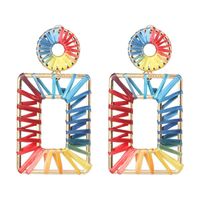 Hollow Alloy Dyed Colored Raffia Woven Earrings Nhjj139857 sku image 3