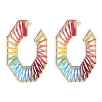 Hollow Alloy Dyed Colored Raffia Woven Earrings Nhjj139857 sku image 2