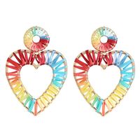 Hollow Alloy Dyed Colored Raffia Woven Earrings Nhjj139857 sku image 4