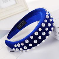 New Solid Color Alloy Velvet Bead Sponge Wide Headband Nhhv139937 sku image 10