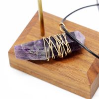 Fashion Simple Amethyst Stone Pendant Necklace Nhom140014 main image 4