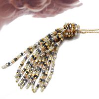 Colored Glass Beads Copper Beads Tassel Pendant Necklace Nhom140025 main image 4