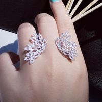 Fashion Feather Micro-set Zircon High-end Wing Ring Nhnt140049 main image 3
