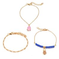 Fashion Simple Alloy Rice Beads Pineapple Drops 3 Sets Of Anklet Bracelet Nhgy140125 main image 6