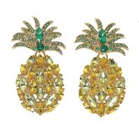 Womens Fruit Pineapple Alloy Imitated Crystal Earrings Nhjq140127 main image 3