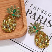 Womens Fruit Pineapple Alloy Imitated Crystal Earrings Nhjq140127 main image 4