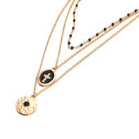 Fashion Simple Geometric Alloy Black Drop Oil Round Cross Multi-layer Necklace Nhgy140141 main image 6