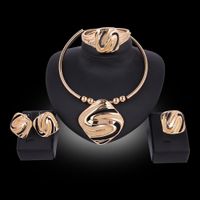 Neue Übertriebene Halskette Mit 18 Karat Gold, Armband, Ohrring, Vierteiliges Europäisches Und Amerikanisches Bankett Schmuck Set main image 3