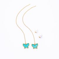S925 Silberne Nadel Ohrringe Japanische Und Koreanische Mode Mori Schmetterlings Ohrlinie Weibliche Lange Gesichts Dünne Perlen Ohrringe E972180d main image 7