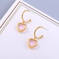 Womens Heart-shaped Rhinestone Copper Earrings Nhqd140195 main image 4