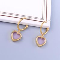 Womens Heart-shaped Rhinestone Copper Earrings Nhqd140195 main image 5