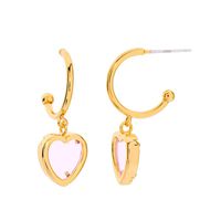 Womens Heart-shaped Rhinestone Copper Earrings Nhqd140195 main image 6