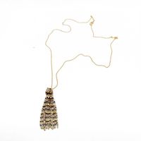Colored Glass Beads Copper Beads Tassel Pendant Necklace Nhom140025 sku image 1