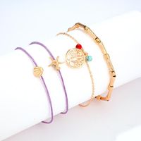 Fashion Line Rope Starfish Life Tree Alloy Shell 4 Piece Set Anklet Bracelet Nhgy140072 sku image 1