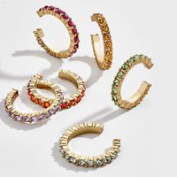 Fashion C Shape Plating Alloy Artificial Gemstones Earrings main image 25