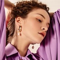 Fashion C Shape Plating Alloy Artificial Gemstones Earrings main image 4