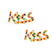 Pendientes Love Kiss Con Letras De Circonitas De Colores Nhas140987 main image 7