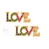 Colored Zircon Letters Love Kiss Earrings Nhas140987 sku image 1