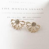 Fashion Openwork Lotus Rhinestone Earrings Nhpf141092 main image 6