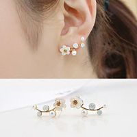 Flower Plating Alloy Artificial Gemstones Earrings main image 3