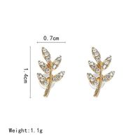 Simple Metal Macro-inlaid Zircon Leaf Earrings Ear Cuff Nhpf141112 main image 5