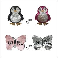 Penguin Two-color Sequin Butterfly English Color Embroidery Cloth Stickers Nhlt141135 main image 1