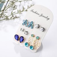 Fashion Creative Geometric Irregular Rhinestone-studded Leaves Flowers Set Of 6 Earrings Nhgy141202 main image 7