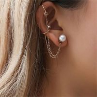 Fashion Fringed Chain Beads Stud Earrings Ear Cuff Nhpf141065 sku image 1
