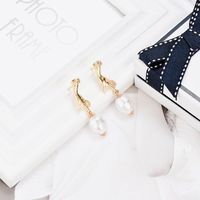 Fashion Personality Long Symmetrical Alloy Finger Imitation Pearl Earrings Nhxs151190 main image 1